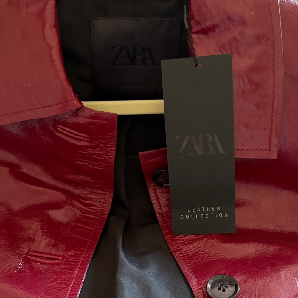 Zara Red/ Burgundy Stunning Leather Jacket - Sold Out Fast!